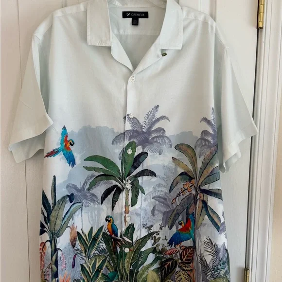 Daniel Cremieux Parrot and Palm Print Shirt - Light Blue - Picture 2 of 9